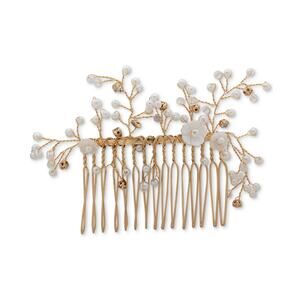 lonna & lilly Gold-Tone Pavé Bead & Imitation Pearl Flower Hair Comb Bridal